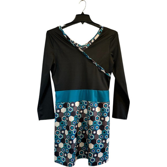 Misslook Dresses & Skirts - Misslook Casual Above Knee Slimming Dress XL Black Blue Circles Skirt